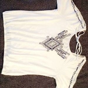 White / Navy blue top / Cold shoulder